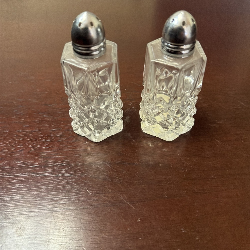 Vintage Lead Crystal Salt & Pepper Shakers Artmark Genuine